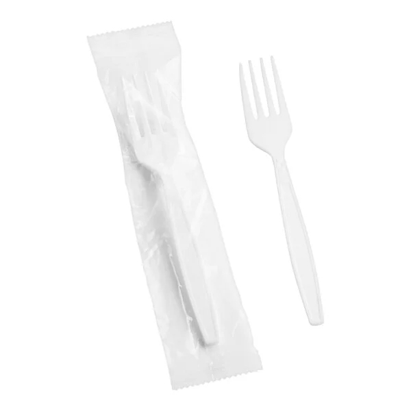 HEAVY WEIGHT WRAPPED PLASTIC FORK White