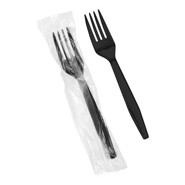 HEAVY WEIGHT WRAPPED PLASTIC FORK Black